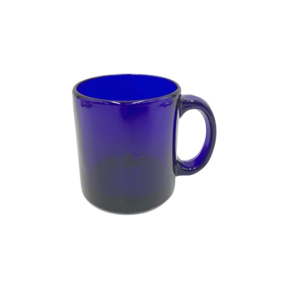 Vintage‎ Cobalt Blue Glass Coffee Mug Tea Cup Royal Blue Made in the USA - Picture 1 of 6